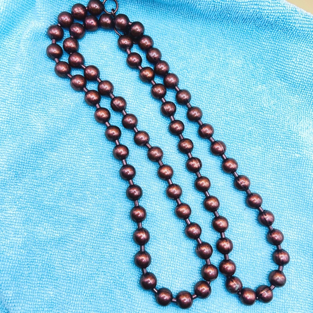 Copper Beaded Necklace DOM Dominique Cohen Fashion Statement Beads 12mm 40" 234g